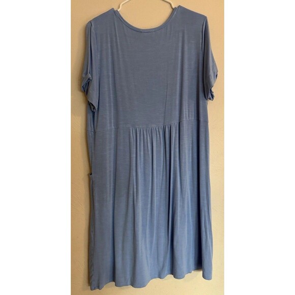 J Jill Large Dusty Blue Short Sleeve Shift Dress Rayon Lounge Minimalist - Picture 2 of 5